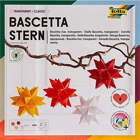 folia Transparentpapier-Faltblätter "Bascetta-Stern", Rottöne, 7,5 x 7,5 cm, 128 Blatt von folia (Bringmann)