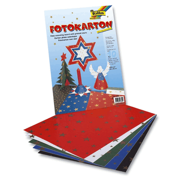 10 x Folia Fotokarton -goldene Sterne- - 50x70cm weiß von folia