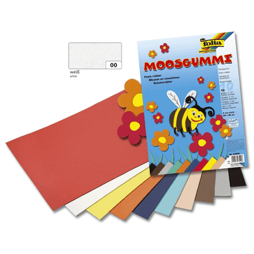10 x Folia Moosgummi - 20 x 29 cm weiß. von folia
