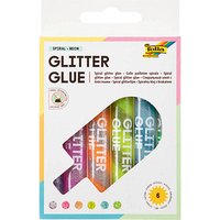 6 folia Glitter Glue SPIRAL NEON Klebestifte 6 x 10,5 ml von folia