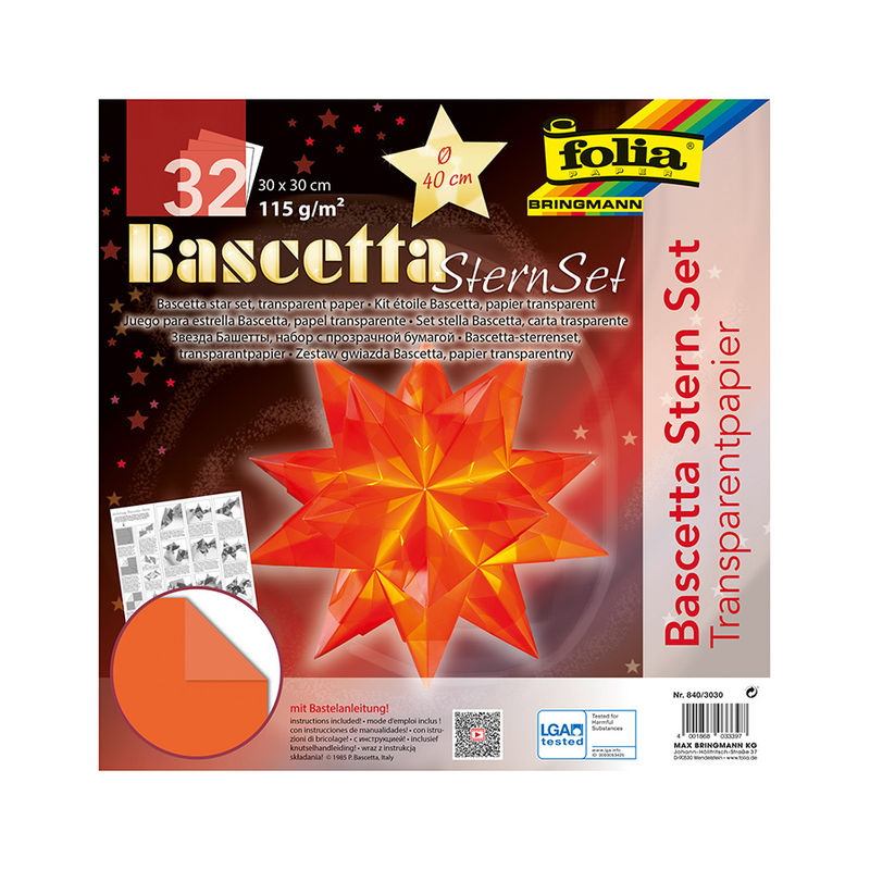 Bastel-Set Bascetta-Stern (40Cm) 32-Teilig In Orange von folia