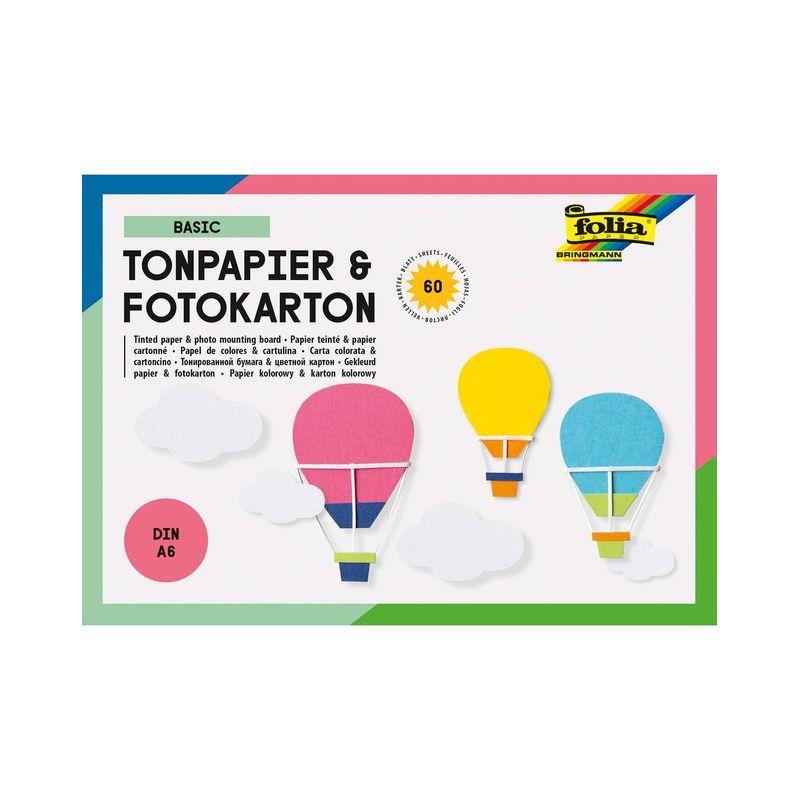Bastelpapier-Block Tonpapier & Fotokarton Basic (A6) 60 Blatt von folia