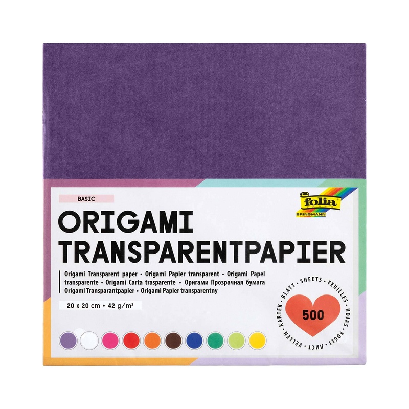 Bastelpapier Origami-Transparantpapier (20X20cm) 500 Blatt von folia