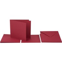 Doppelkarten mit Umschlägen und Einlegeblättern, 13,5 x 13,5 cm, 220g/m² - Dunkelrot von folia