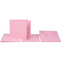 Doppelkarten mit Umschlägen und Einlegeblättern, 13,5 x 13,5 cm, 220g/m² - Rosa von Pink