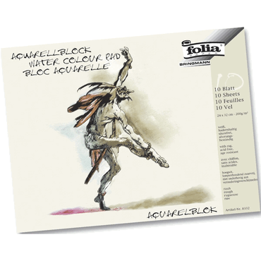 Folia Aquarellblock 200 g/qm rau 30x40 cm weiß 10 Blatt von folia