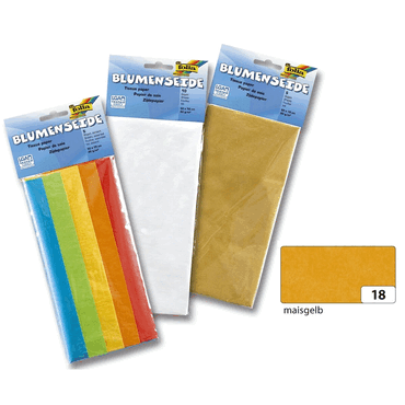 Folia Blumenseide - 50 x 70 cm 26 Bogen maisgelb. von folia