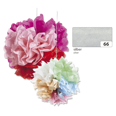 Folia Blumenseide - 50 x 70 cm 5 Bogen silber. von folia