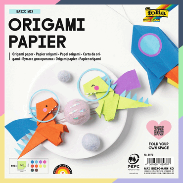 Folia Faltblätter 20 x 20 cm - 10 Farben sortiert 500 Blatt 70g/qm. von folia