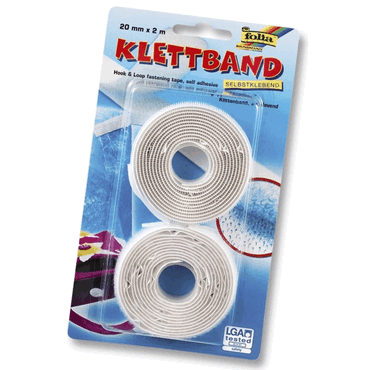 Folia Klettband - 20 mm x 2 m weiß selbstklebend. von folia