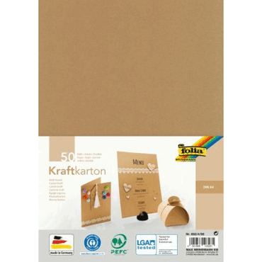 Folia Kraftpapier - natur A4 230 g/qm 50 Blatt. von folia