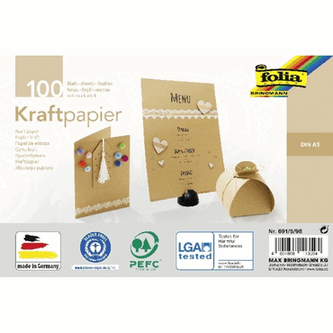 Folia Kraftpapier - natur A5 120 g/qm 100 Blatt. von folia