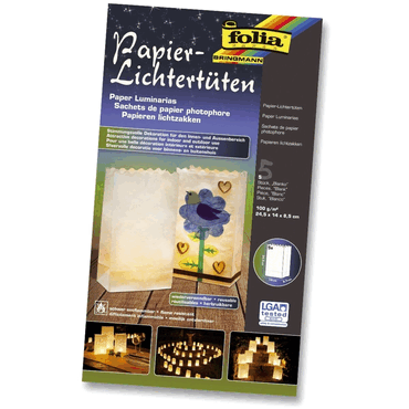 Folia Lichtertüte - 5 Stück 24,5x14x8,5 cm blanko. von folia