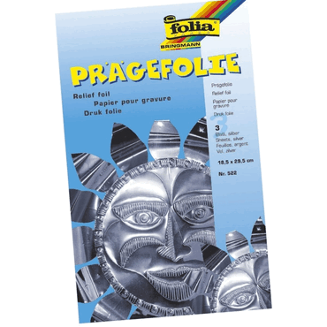 Folia Prägefolie Mappe - 19 x 30 cm silber 3 Blatt. von folia