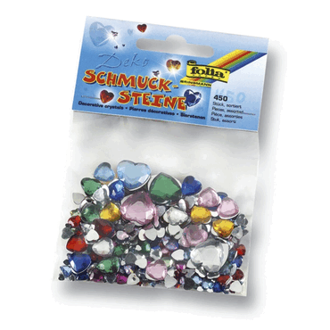 Folia Schmucksteine Herzen - ca. 450 Teile Größen/Farben sortiert. von folia