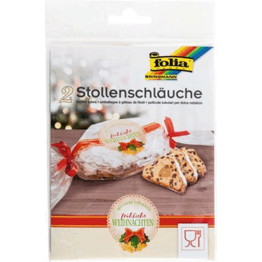 Folia Stollenschlauch -Frohes Fest- - 25 x 64 cm mit Druck 2 Stück. von folia