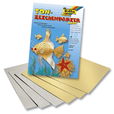 Folia Tonpapier - A4 gold und silber Pack mit 10 Blatt von folia