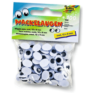 Folia Wackelaugen Ø 12 x 9 mm oval 100 Stück. Folia Wackelaugen Ø 12 x 9 mm oval 100 Stück. von folia