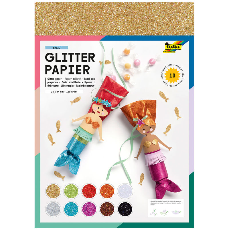 Glitterpapier Glamour 10 Blatt In Bunt von folia
