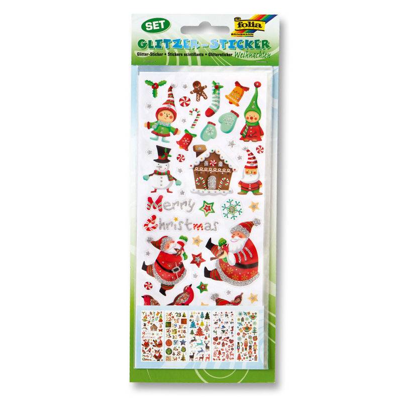 Glitzer-Sticker Weihnachten 5-Teilig In Bunt von folia