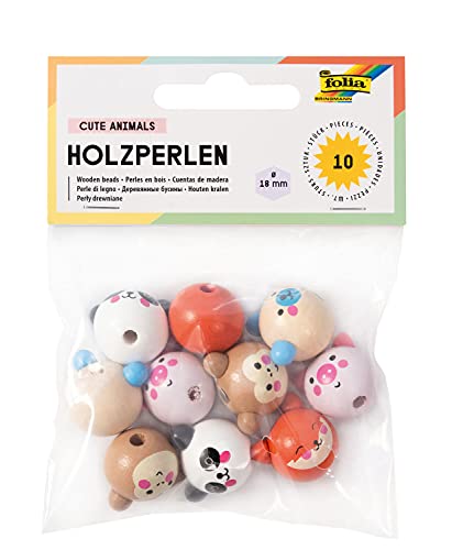 Holzkugeln mit Gesicht "Cute Animals", 10 St. Holzkugeln mit Gesicht "Cute Animals", 10 St. von folia
