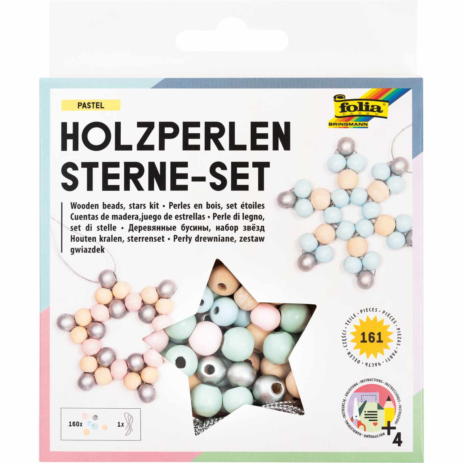 Holzperlen Stern-Set pastel Holzperlen Stern-Set pastel von folia