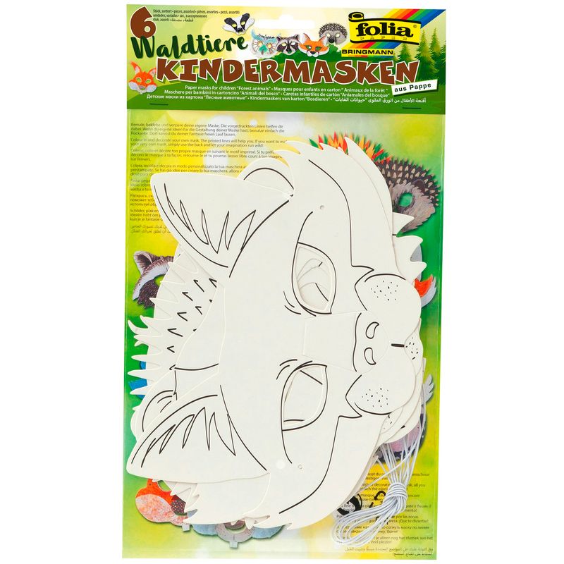 Kindermasken Waldtiere 6-Teilig Zum Bemalen In Weiß von folia