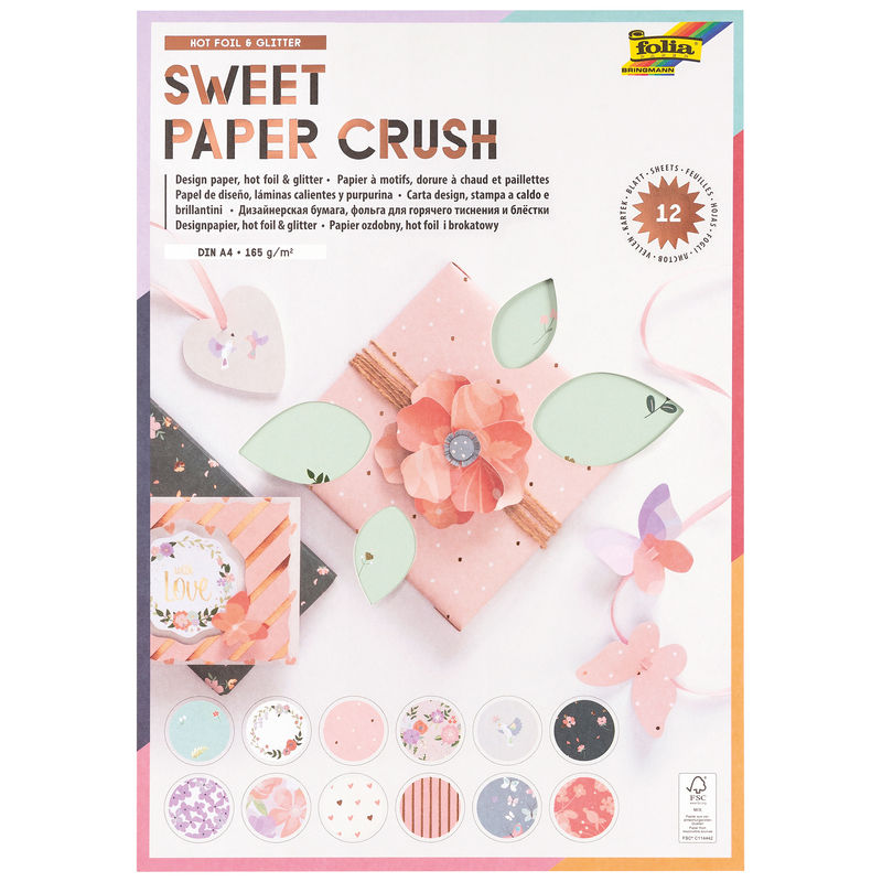 Papier Sweet Paper Crush Hot Foil & Glitter (Din A4) Mit 12 Blatt von folia