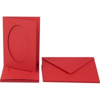 Passepartoutkarten "Oval", 10-tlg. - Rot von folia