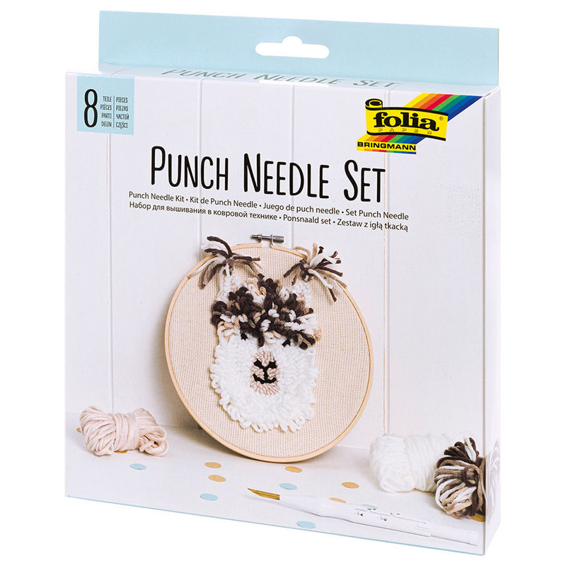 Punch-Needle-Set Alpaka 8-Teilig In Weiß/Beige von folia