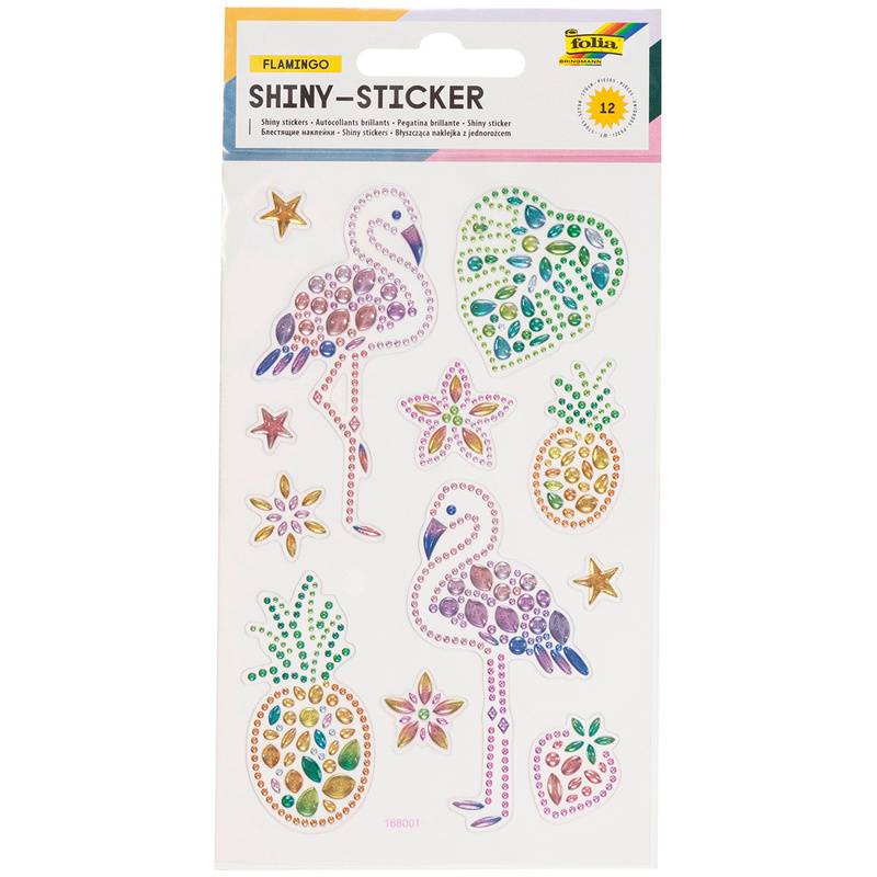 Shiny-Sticker Flamingos 12-Teilig In Bunt von folia