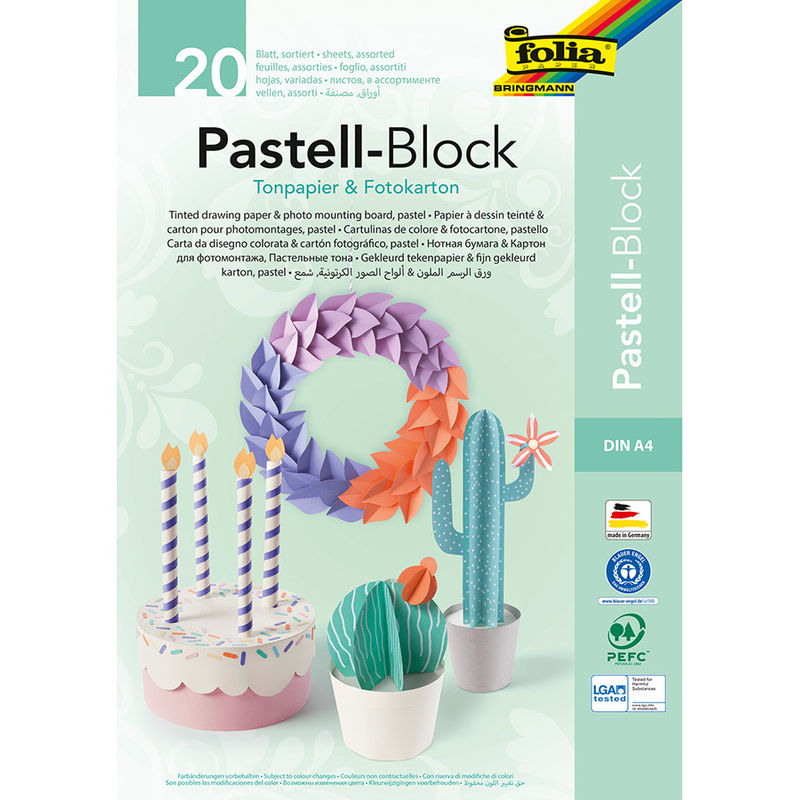 Tonpapier- Und Fotokarton-Block Pastell 20-Teilig In Bunt von folia