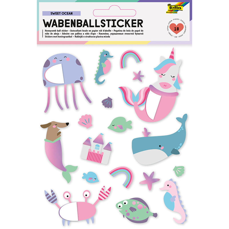 Wabenball-Sticker Sweet Ocean 18-Teilig von folia