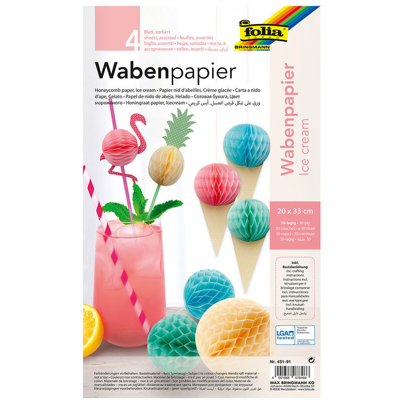 Wabenpapier Ice Cream 4-Teilig In Bunt von folia