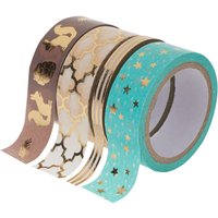 Washi Tape Set "Hot Foil", Türkis/Gold von Blau