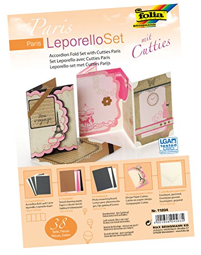 folia 11204 - Leporello Set mit Cutties Paris, 38 Teile - ideal zum Gestalten von hochwertigen Glückwunsch- oder Einladungskarten von folia