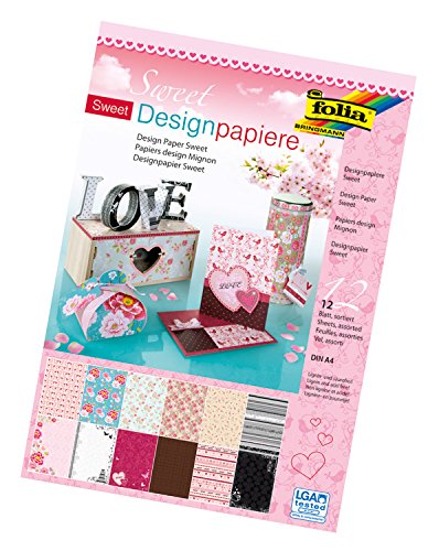 folia 11249 - Designpapier Block Sweet, DIN A4, 165 g/qm, 12 Blatt sortiert in 12 verschiedenen Motiven, hochwertig illustriertes Papier mit Glitterapplikation folia 11249 - Designpapier Block Sweet, DIN A4, 165 g/qm, 12 Blatt sortiert in 12 verschiedenen Motiven, hochwertig illustriertes Papier mit Glitterapplikation von folia