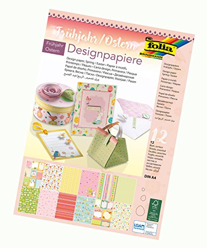 folia 11749 - Designpapier Block Frühjahr / Ostern, DIN A4, 165 g/qm, 12 Blatt - hochwertig illustriertes Papier mit Glitterapplikation folia 11749 - Designpapier Block Frühjahr / Ostern, DIN A4, 165 g/qm, 12 Blatt - hochwertig illustriertes Papier mit Glitterapplikation von folia
