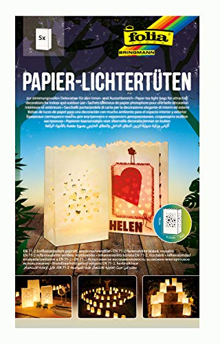 folia 11902 - Lichtertüten aus schwer entflammbarem Papier, Herzen, 5 Stück je ca. 19 x 11,5 x 7 cm groß, stimmungsvolle Tischdekoration, für Gartenpartys, Geburtstage, Hochzeiten folia 11902 - Lichtertüten aus schwer entflammbarem Papier, Herzen, 5 Stück je ca. 19 x 11,5 x 7 cm groß, stimmungsvolle Tischdekoration, für Gartenpartys, Geburtstage, Hochzeiten von folia