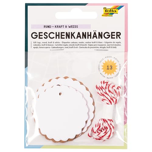 folia 12001 - Geschenkanhänger Classic rund, natur & weiß, 12 Stück, inklusive 2 m Schnur, zum individuellen Beschriften und Kennzeichnen der Geschenke folia 12001 - Geschenkanhänger Classic rund, natur & weiß, 12 Stück, inklusive 2 m Schnur, zum individuellen Beschriften und Kennzeichnen der Geschenke von folia