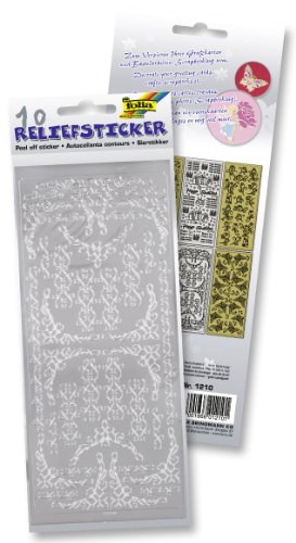 folia 1210 - Relief Sticker, Ganzjahresset, gold und silber sortiert, 10 Blatt - ideal zum Verzieren von Grußkarten, Bastelarbeiten, Scrapbooking von folia