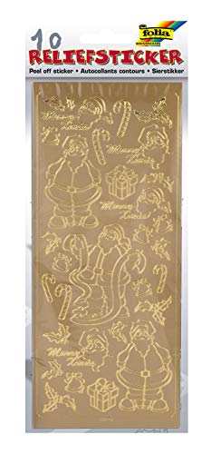 folia 1211 - Relief Sticker, Weihnachtsset, gold und silber sortiert, 10 Blatt - ideal zum Verzieren von Grußkarten, Bastelarbeiten, Geschenken, Scrapbooking von folia
