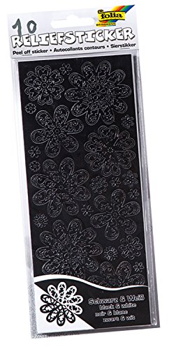 folia 1215 - Relief-Sticker Ganzjahr, ca.10 x 24 cm, 10 Blatt, schwarz - weiß sortiert von folia