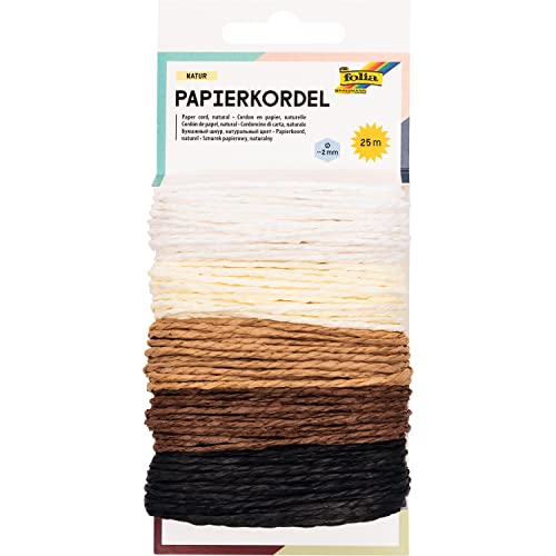 folia 12220 - Papierkordel Natur, 5 farbig sortiert, je 5 m - Schnüre aus Papier zum verzieren von Bastelarbeiten, Handarbeiten und kleinen Geschenken folia 12220 - Papierkordel Natur, 5 farbig sortiert, je 5 m - Schnüre aus Papier zum verzieren von Bastelarbeiten, Handarbeiten und kleinen Geschenken von folia
