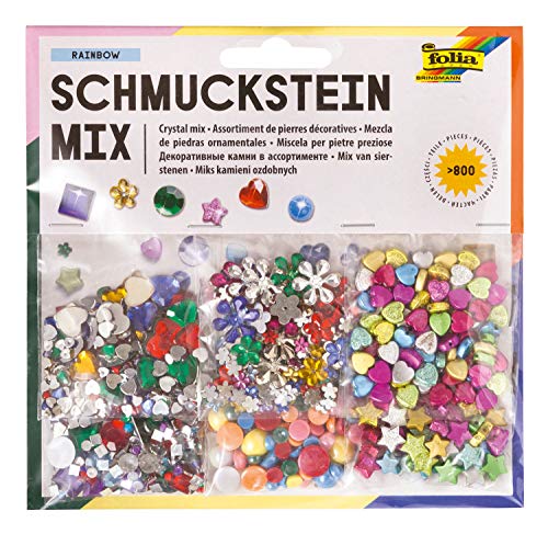 folia 12419 - Schmuckstein Mix Rainbow, über 800 verschiedene Schmucksteine, sortiert in verschiedenen Formen und Farben, ideal zum Verzieren und Dekorieren Ihrer Bastelarbeiten folia 12419 - Schmuckstein Mix Rainbow, über 800 verschiedene Schmucksteine, sortiert in verschiedenen Formen und Farben, ideal zum Verzieren und Dekorieren Ihrer Bastelarbeiten von folia