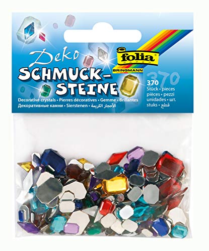 folia 1246 - Sparkling diamonds, 370 Stück, Größen und Farben sortiert - ideal zum Verzieren von Grußkarten, Scrapbooking und anderen Bastelarbeiten von folia