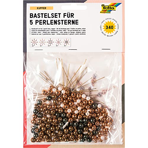 folia 12560 - Bastelset für 5 Perlensterne Copper, bronze / weiß / grau, 340 teilig - ideal als selbstgemachte Dekoration für Weihnachten folia 12560 - Bastelset für 5 Perlensterne Copper, bronze / weiß / grau, 340 teilig - ideal als selbstgemachte Dekoration für Weihnachten von folia