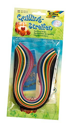 folia 1282 - Quilling Streifen, 280 Stück, in 14 Farben sortiert, in 2 Größen (0,4 x 34,5 cm und 0,8 x 34,5 cm), Papierstreifen für die Quillingtechnik von folia