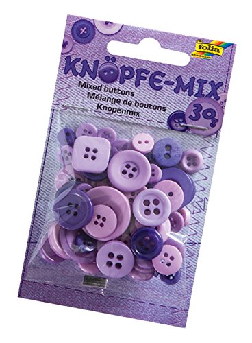 folia 12893 - Knöpfe - Mix, Ton in Ton Mix, lila, ca. 30 g, sortiert in verschiedenen Größen und Farben - ideal zum Basteln, Nähen und für Scrapbooking von folia