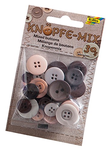 folia 12896 - Knöpfe - Mix, Ton in Ton Mix, braun, ca. 30 g, sortiert in verschiedenen Größen und Farben - ideal zum Basteln, Nähen und für Scrapbooking von folia